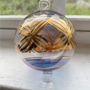 Blown Glass Ornament Carousel Lavender Gold Accents Egypt
